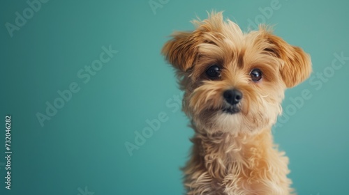 Minimalist capture of an adorable small dog, showcasing its endearing fluffy ...