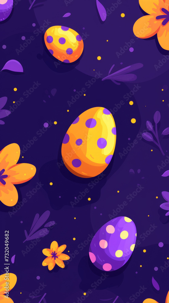 Creative vertical Easter banner with pattern of painted eggs and spring flowers. Creative vertical Easter banner with pattern of painted eggs and spring flowers.