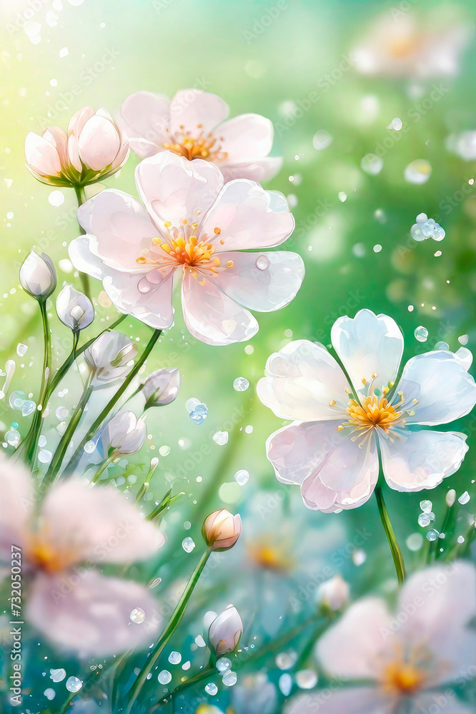 Cosmos flowers blooming in the garden with soft focus background.