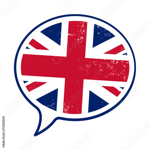 English speaking, English language, British flag bubble - vector illustration
