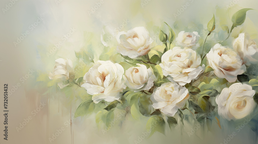 Abstract white roses art background