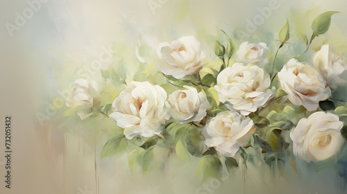 Abstract white roses art background