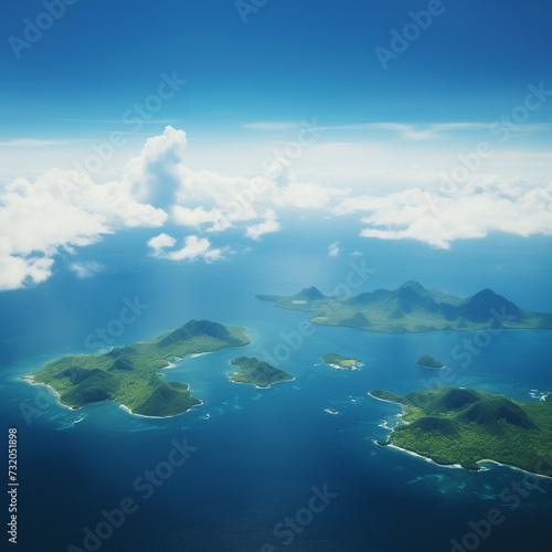 birds view of tropical island