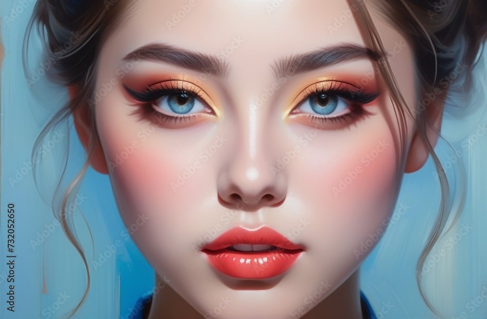 An impressionistic painting style depicting the natural beauty of a young Japanese girl with a round face with cheekbones, bright lips and mesmerizing chocolate eyes. free style of writing An impressionistic painting style depicting the natural beauty of a young Japanese girl with a round face with cheekbones, bright lips and mesmerizing chocolate eyes. free style of writing