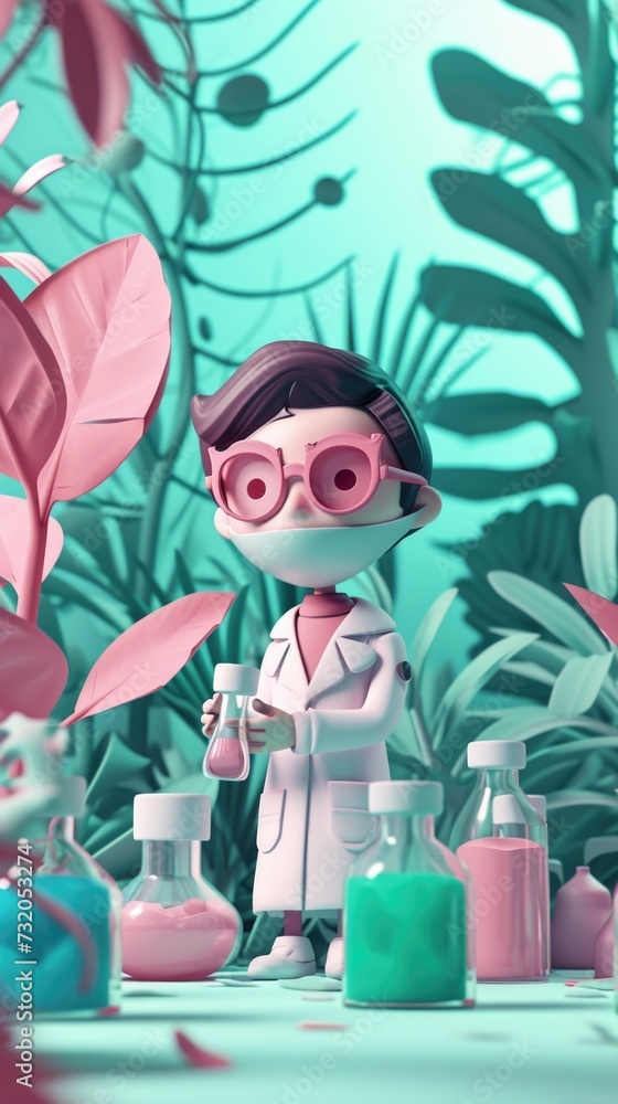 Cartoon digital avatars of NatureNurturing Scientist Cartoon digital avatars of NatureNurturing Scientist