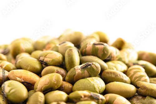Organic Dry Roasted Edamame Soybeans Isolated on a White Background