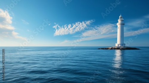 Clean composition showcasing the majestic presence of a lighthouse amidst the sea
