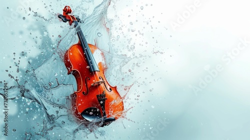 Minimalist background with a violin and floating musical notes