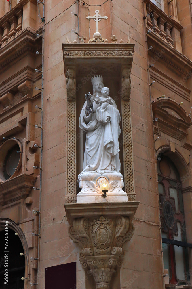 Sculpture of Basilica of the Virgin Mary of Carmel in Valletta, Malta 
