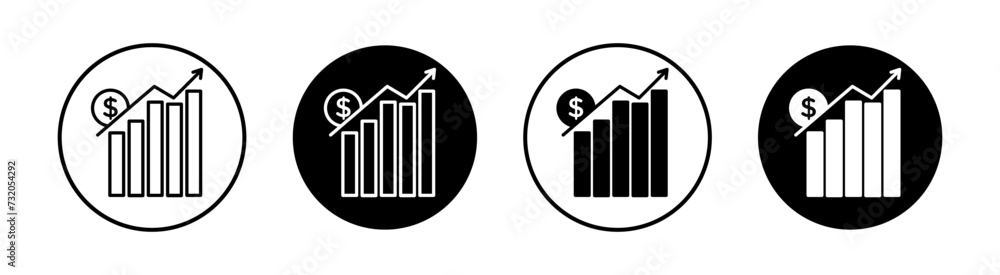 Dollar rate increase flat line icon set. Dollar rate increase Thin line illustration vector