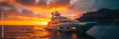 yacht at sunset in the mediterranean