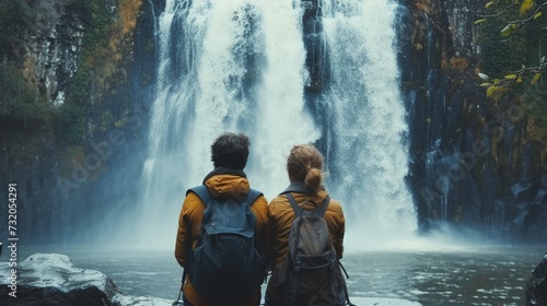 Simple yet poignant image featuring a waterfall scene embraced by a loving co...