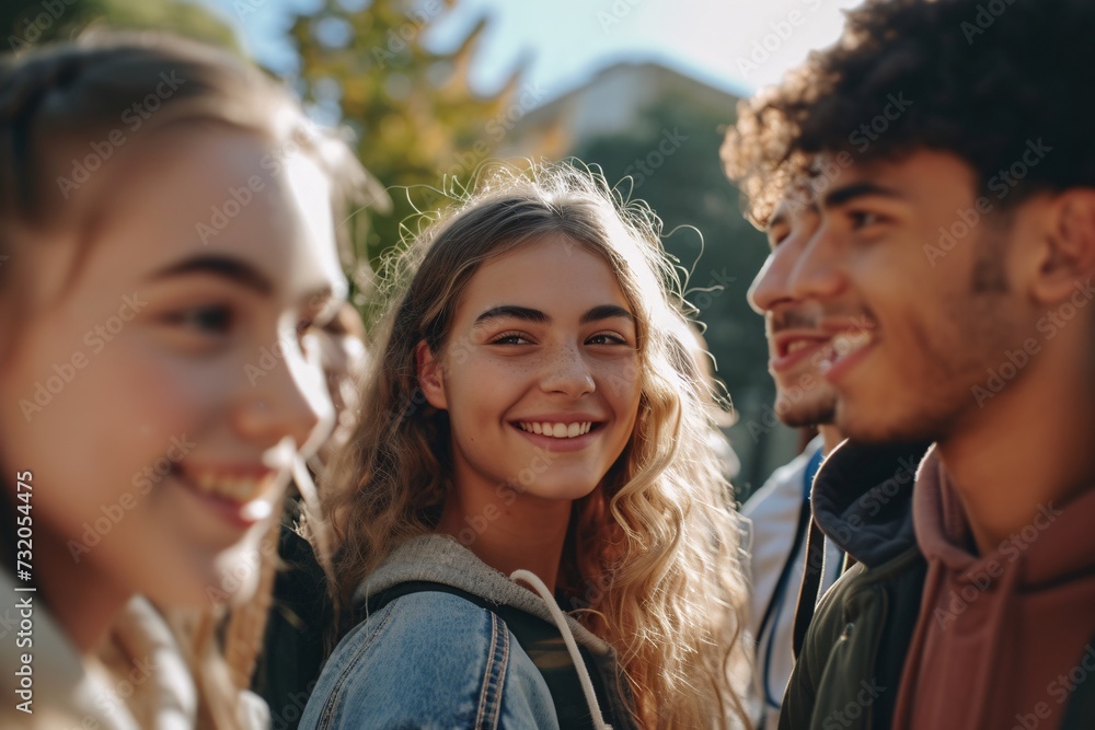 Young people unite in laughter, embracing joy. Happy friends gather for fun times, background lively. Young people unite in laughter, embracing joy. Happy friends gather for fun times, background lively.