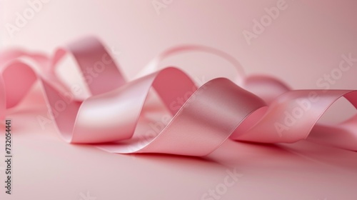 Minimalist backdrop adorned with a gentle pink ribbon, imparting a feeling of...