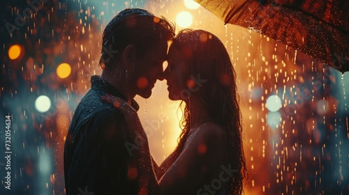 Poignant photo depicting a loving couple cherishing each other's company unde...