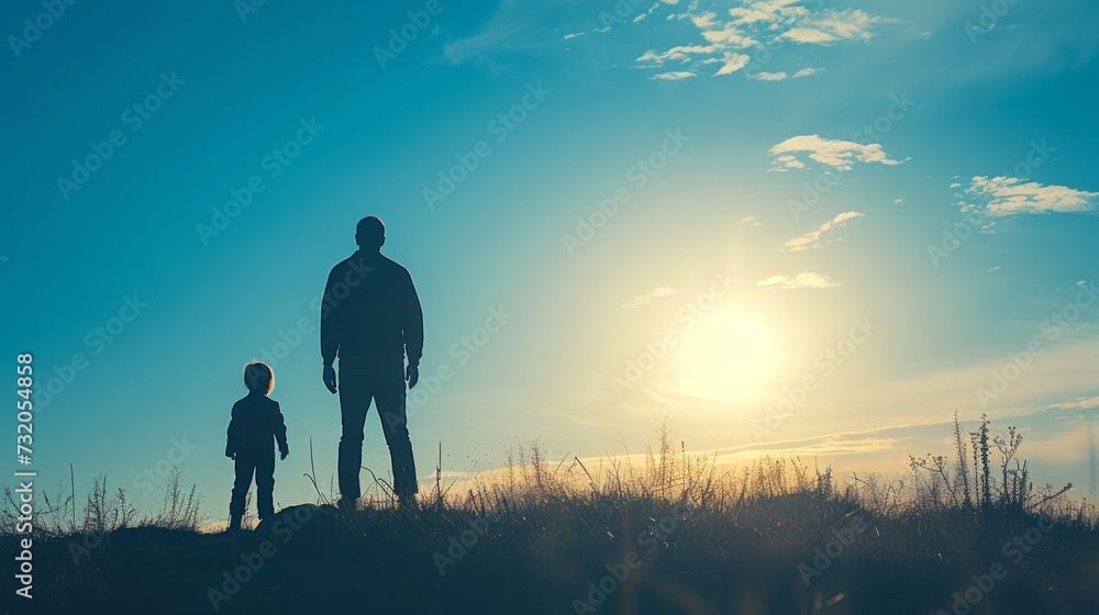 Minimalistic composition highlighting the quiet heroism and selflessness of fathers