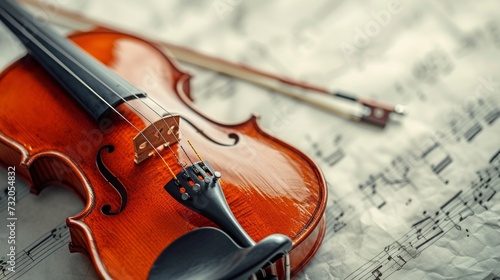 Simple yet captivating image showcasing a violin and delicate musical notes i...