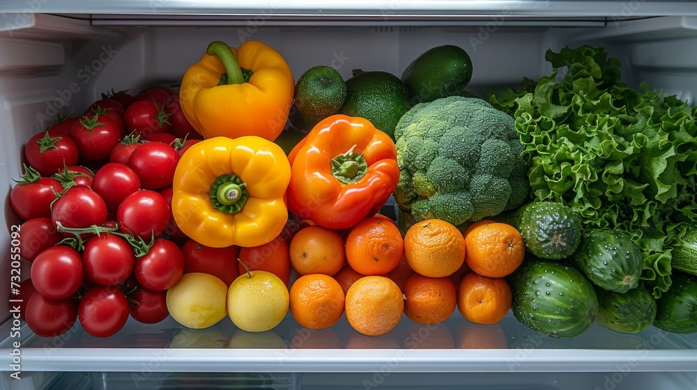 Simple yet elegant image capturing the orderly arrangement of fruits and veggies