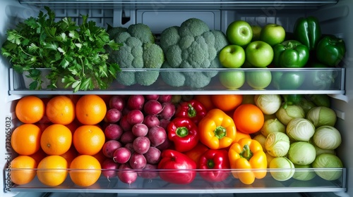 Simple yet elegant image capturing the orderly arrangement of fruits and veggies