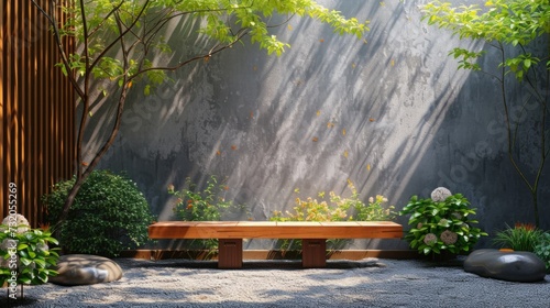 Minimalist image featuring a small designer garden in an urban setting