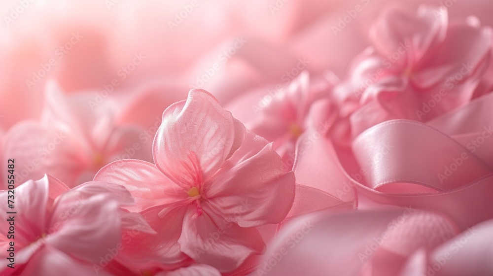 Simple yet captivating backdrop enriched with a soft pink ribbon