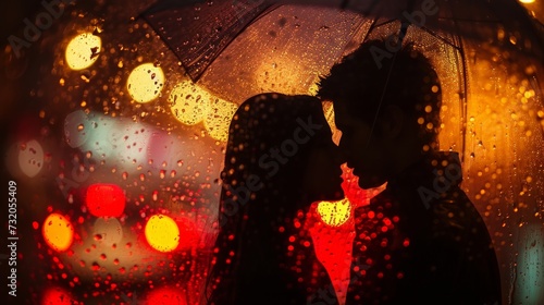 Minimalist shot capturing a couple in love, sharing an intimate moment under ...