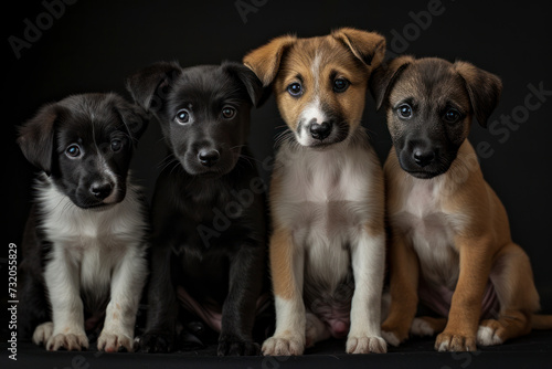 Group portrait of adorable puppies.