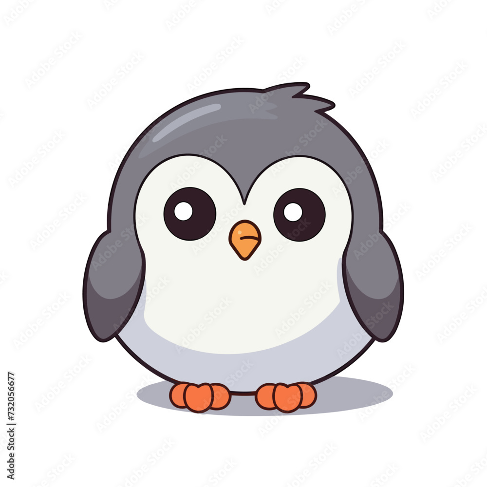 Obraz premium Vector illustration of a small cartoon penguin against a white background