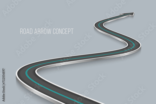 Winding 3d road infographic concept on a white background. Timeline template. photo