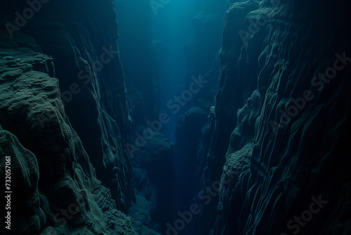 Deep ocean submarine canyon revealing the dramatic topography of the sea floor, shaped by geological activity over millennia.