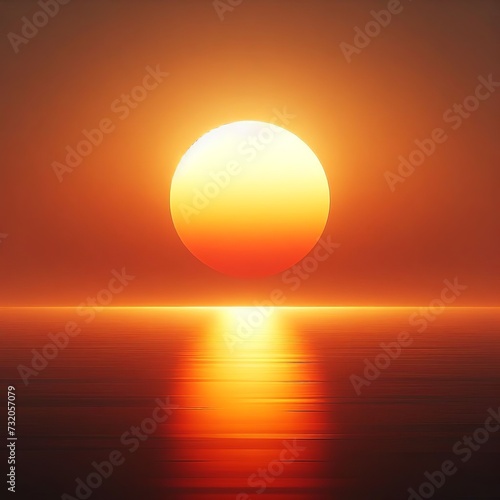 Sunset over the sea with reflection in water. Beautiful nature background.  