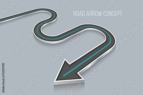 Winding 3d road infographic concept on a white background. Timeline template.