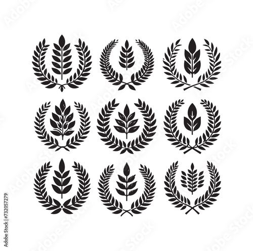 Minimal laurel sign silhouette vector illustration.