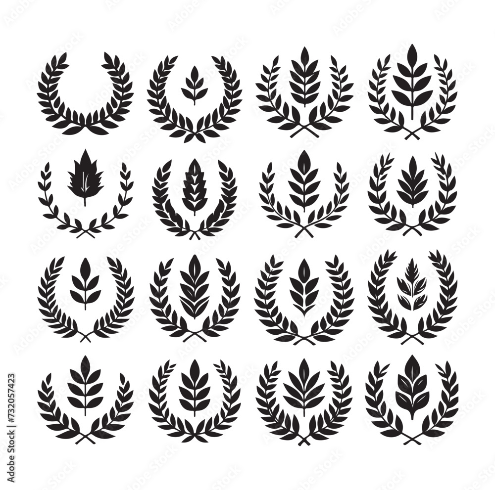 Minimal laurel sign silhouette vector illustration. Minimal laurel sign silhouette vector illustration.