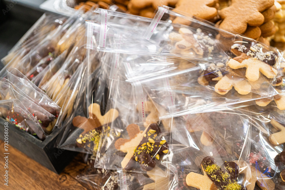 Festive Cookie Packaging with Chocolate-Dipped Christmas Delights