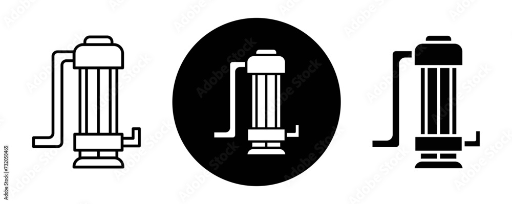 Sump pump outline icon collection or set. Sump pump Thin vector line art Sump pump outline icon collection or set. Sump pump Thin vector line art