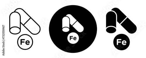 Mineral Fe outline icon collection or set. Mineral Fe Thin vector line art