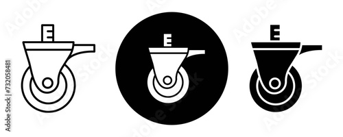 Swivel caster outline icon collection or set. Swivel caster Thin vector line art