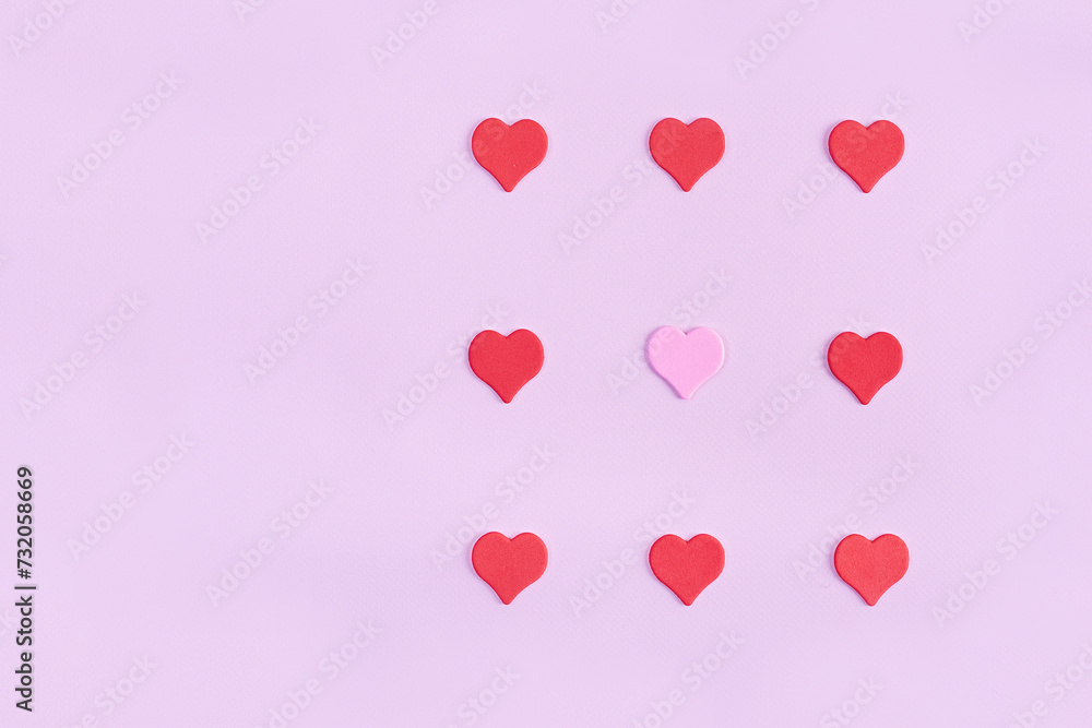 Valentine's Day background. Decorations heart shaped confetti