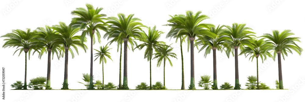 Large tropics palm trees shapes cutout backgrounds 3d rendering png - obrazy, fototapety, plakaty 