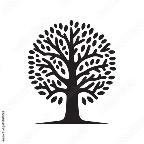 Abstract tree black vector silhouette illustration