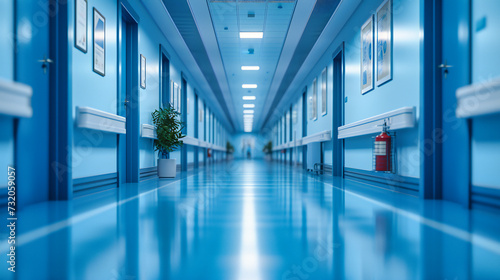 Modern Hospital Corridor, Clean and Clinical Healthcare Environment, Emergency and Medical Facility Interior
