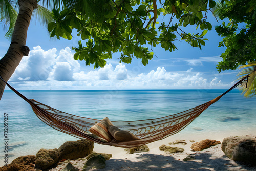  Hammock on a sea beach. relax, travel and vacation concept © lena