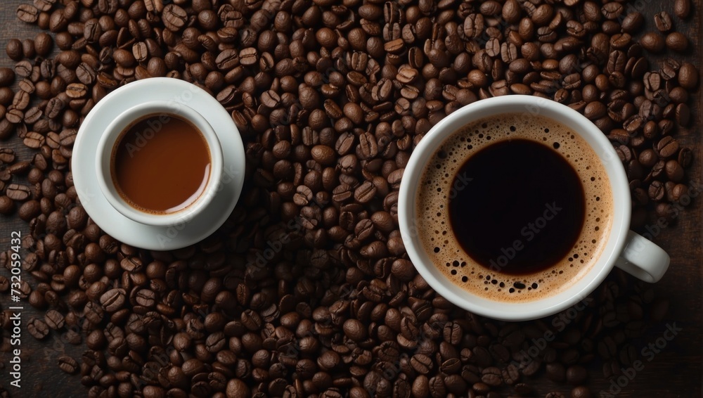 cup of coffee and coffee beans, coffee pattern background, copy space for text, cup of coffee and coffee beans, coffee pattern background, copy space for text,