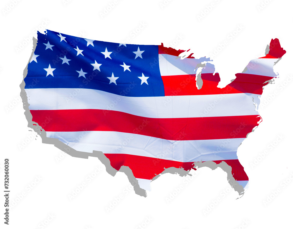 Outline of the USA designed with national flag Outline of the USA designed with national flag