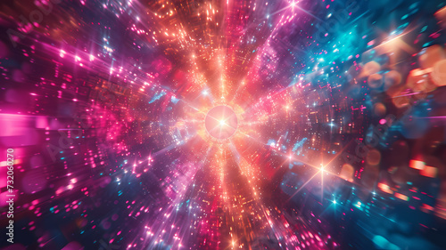 Hyperspace Tunnel Journey in Vivid Pink and Blue Hues