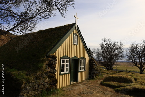 Hofskirkja is a unique and historic peat church located in the Öræfi region of south-east Iceland photo