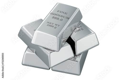 Rhodium Ingots. 3D rendering isolated on transparent background