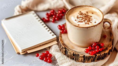 Morning coffee experience with a hot cappuccino in a cozy cafe setting, perfect for a relaxing breakfast moment