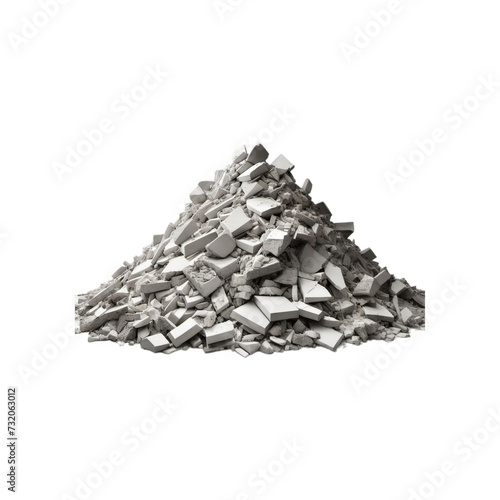 High-Resolution Image of a Pile of White Chalk Pieces, Broken and Whole, Isolated on a White Background
